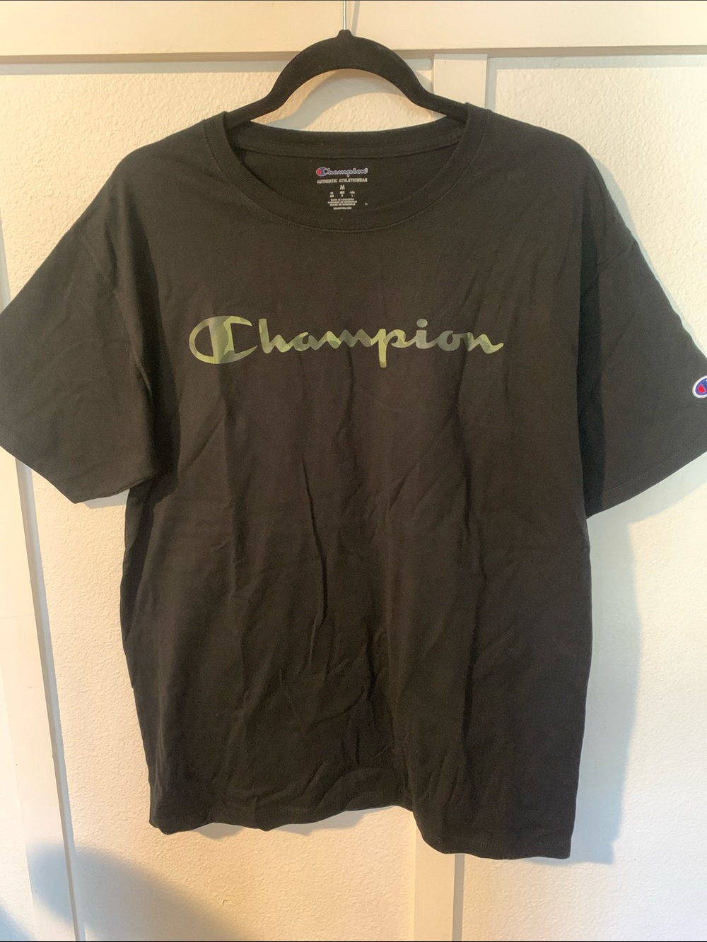 Champion Men’s Black T-Shirt with Camo Logo